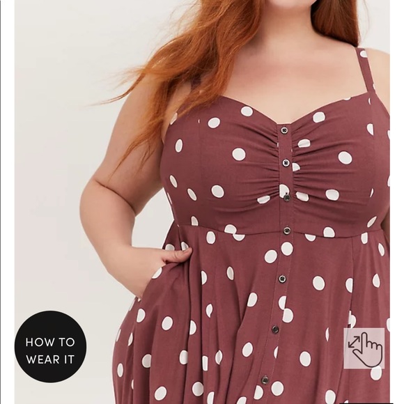 Torrid Walnut polka dot challis midi dress. Size 2. - Picture 9 of 14